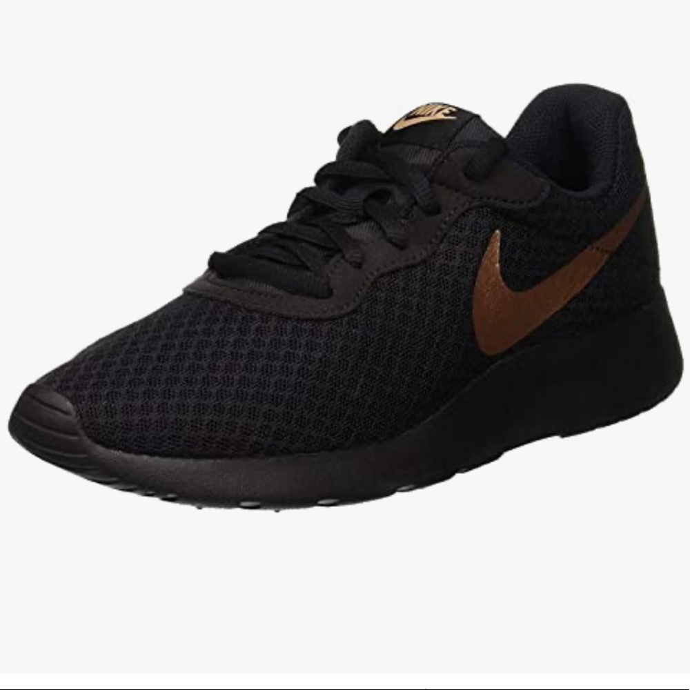 Nike tanjun black and rose gold sneakers